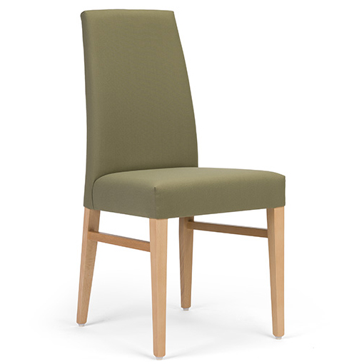 Chaise Alien Dan de Fenabel pieds bois et revêtement kaki